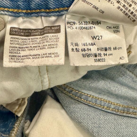 Women’s Levi's 501 Button Fly 27 Blue Cut-Off Distressed Denim Jean Shorts - Picture 12 of 12